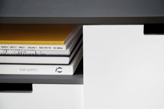 TV-Lowboard Netanja in weiß und grau mit Wechselfronten 180 x 55 cm
