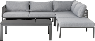Lounge Set Aluminium grau schwarz 6-Sitzer Auflagen grau FORANO