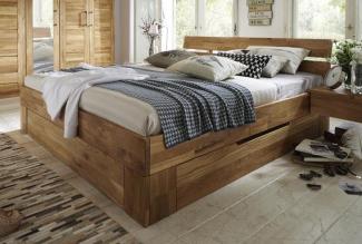 'Meran' Bett mit Bettkästen, Wildeiche geölt, 160 x 200 cm