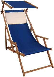 Liegestuhl blau Buche dunkel Gartenliege Strandstuhl Sonnendach Kissen klappbar 10-307 S KH