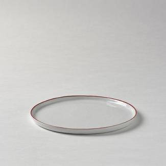 Lambert Piana Teller Porzellan, D 21,5 cm, Dekor Rand weiß / rot 21396