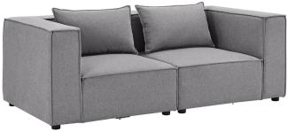 Juskys modulares Sofa Domas S - Couch für Wohnzimmer - 2 Sitzer mit Armlehnen & Kissen - 130 kg belastbar pro Sitz - Möbel Garnitur Stoff Dunkelgrau