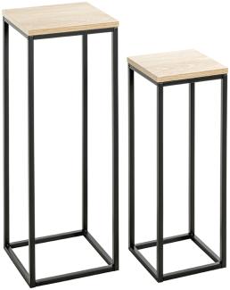 Blumentisch >52592< (2er Set) in eiche, schwarz, MDF, Metall - 19x54x19 (BxHxT)