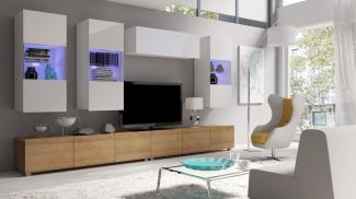 Designer Wohnwand Ricardo mit LED Holz/Weiß