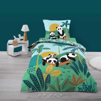 2tlg. Panda Kinder Bettwäsche Bettdecke Bettbezug Kissenbezug 140x200 Baumwolle