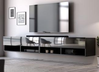 TV-Lowboard Epsom Hochglanz schwarz hängend 200 cm
