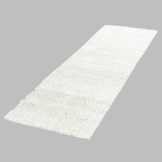 Hochflor Teppich Lux Läufer - 80x250 cm - Creme