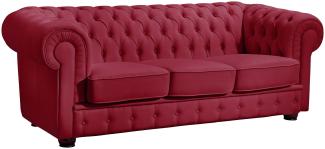 Sofa 3-Sitzer Kalea Bezug pigmentiertes Nappaleder Buche nussbaum dunkel / rot 21359