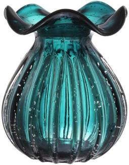 Casa Padrino Glas Vase / Blumenvase Grün Ø 23 x H. 27 cm - Luxus Wohnzimmer Deko