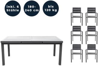 HOME DELUXE Sitzgruppe CALIDO MADERA - Tisch & 6 Stühle