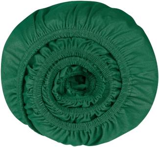 Schiesser 'Flexi' Spannbettlaken, Gummizug: rundum, für hohe Matratzen und Boxspringbetten geeignet, Made in Green, 95% Baumwolle und 5% Elastahan, Jersey-Elasthan, Dunkelgrün, 180x200 cm