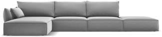 Micadoni 5-Sitzer Samtstoff Ecke links Sofa Kaelle | Bezug Grey | Beinfarbe Black Plastic