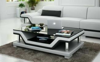 Glastisch Tische Couchtisch Leder Design Tisch Sofa Beistell Couch