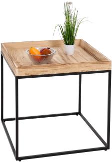 Beistelltisch HWC-K71, Kaffeetisch Couchtisch Tisch, MVG-zertifiziert Paulownia-Holz Metall 60x60x60cm ~ naturfarben