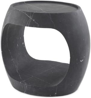 Casa Padrino Luxus Marmor Beistelltisch Schwarz 43 x 36,5 x H. 40,5 cm - Marmor Möbel - Luxus Qualität