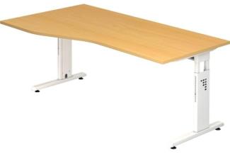 Schreibtisch OS18 C-Fuß 180x100 / 80cm Buche Gestellfarbe: Weiß