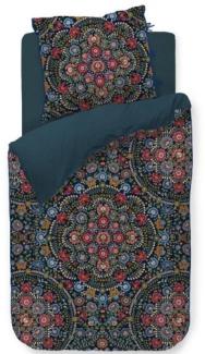 PIP Studio Perkal Bettwäsche 135x200 Il Ricamo darkblue Wende Blütenmeer Ornamente