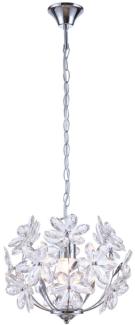 LED Hängeleuchte, Chrom, Blüten Design, klar, 34 cm
