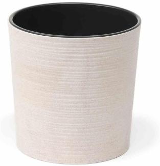 SIENA GARDEN Pflanzgefäß ECO Lens, weiß, Ø 25 x 25,5 cm Kunststoffgefäß mit Holzfaseranteil und Einsatz