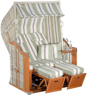 Sonnenpartner Gartenstrandkorb Rustikal 250 PLUS 2-Sitzer, Halbliegemodell Kunststoffgeflecht antik-weiß