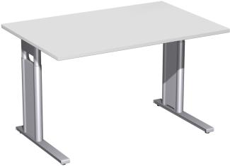 Schreibtisch 'C Fuß Pro' höhenverstellbar, 120x80cm, Lichtgrau / Silber