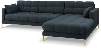 Micadoni 5-Sitzer Ecke rechts Sofa Mamaia | Bezug Blue | Beinfarbe Gold Metal