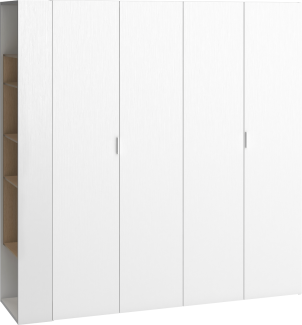 99rooms Dakkara I 202x57x206 cm (LxPxH) Drehtürenschrank mit Regal Weiß Eiche