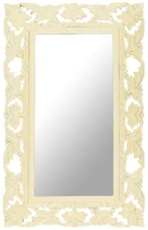 Spiegel Handgeschnitzt, Massivholz Mango Weiß, 80 x 50 cm