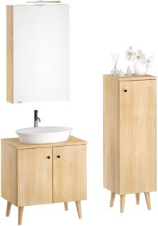 Badezimmermöbel-Set Eiche-Dekor Spiegelschrank Waschtisch Badschrank mit Füßen V-90. 59F-03
