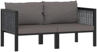 2-Sitzer-Sofa mit Auflage Anthrazit Poly Rattan