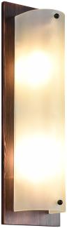 Flache LED Wandleuchte Holzlampe Braun mit Glasschirm Weiß, 45x14 cm