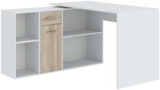 Eckschreibtisch Schreibtisch Diego 120x122x75cm weiß Sonoma Eiche