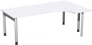 PC-Schreibtisch '4 Fuß Pro' rechts, höhenverstellbar, 200x120cm, Weiß / Silber
