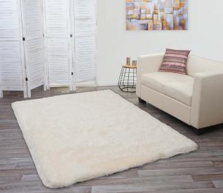 Teppich HWC-F69, Shaggy Läufer Hochflor Langflor, Stoff/Textil flauschig weich 230x160cm ~ creme