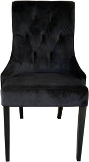 Casa Padrino Luxus Esszimmer Stuhl Schwarz / Schwarz ohne Armlehnen - Neoclassic