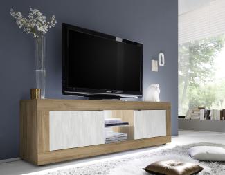 TV-Board >Belinda< in Mercure Holzstruktur / Weiss - 181x56x43cm (BxHxT)