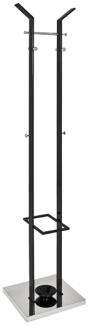 Garderobenständer >Marcel< in chrom-schwarz aus Stahl - 37x181x37cm (BxHxT)
