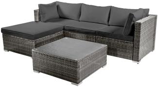 BRAST Gartenmöbel Lounge Sofa Couch Set Royal Grau Poly-Rattan für 4 Personen