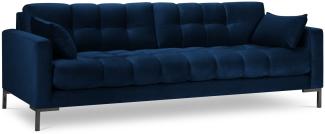 Micadoni 4-Sitzer Samtstoff Sofa Mamaia | Bezug Royal Blue | Beinfarbe Black Metal