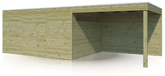 Alpholz Gerätehaus QB (optional mit Schleppdach Gartenhaus aus Holz in Grün Holzhaus mit 28 mm Wandstärke Blockbohlenhaus mit Montagematerial