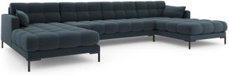 Micadoni 6-Sitzer Panorama Sofa Mamaia | Bezug Blue | Beinfarbe Black Metal