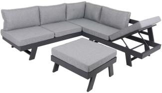 Sitzgruppe, grau, schwarz, Metall, Aluminium, Höhe 62 cm