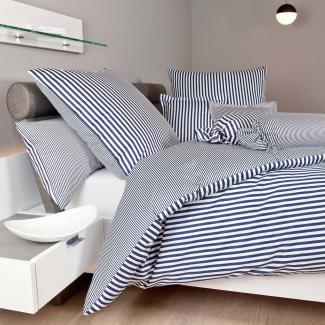 Janine Streifen-Bettwäsche modern classic dunkelblau | Kissenbezug einzeln 40x60 cm