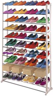 Schuhregal Schuhablage, Kunststoff, Metall Querstreben, weiß ~ für 40 Paar Schuhe