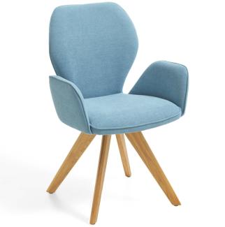 Niehoff Sitzmöbel Colorado Trend-Line Design-Armlehnenstuhl Eichen/Webstoff Drehbar Malea-R eisblau