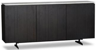 Casa Padrino Luxus Sideboard mit 3 Türen und Marmorplatte Schwarz / Grau 179 x 40 x H. 80 cm - Wohnzimmerschrank - Luxus Qualität