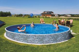 Azuro Deluxe Stahlwandpool mit Steinoptik Ø 360 x 90 cm