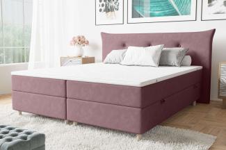 99rooms Artemis Boxspringbett 140x200 cm Velours SORO Pastellrosa Taschen-Federung