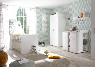Bega 'Bibo' 4-tlg. Babyzimmer-Set, weiß, aus Bett 70x140 cm, Wickelkommode inkl. 2 Unterstellregalen, 2-trg. Kleiderschrank und Standregal