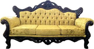 Casa Padrino Luxus Barock Sofa Gold / Dunkelbraun - Prunkvolles Wohnzimmer Sofa mit elegantem Muster - Wohnzimmer Möbel im Barockstil